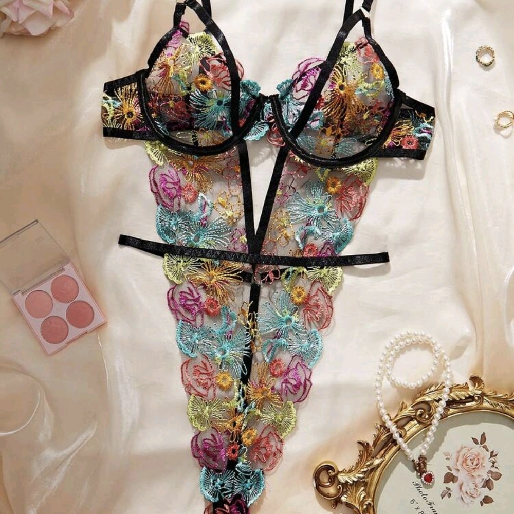 Multicolor Floral Lace Bodysuit